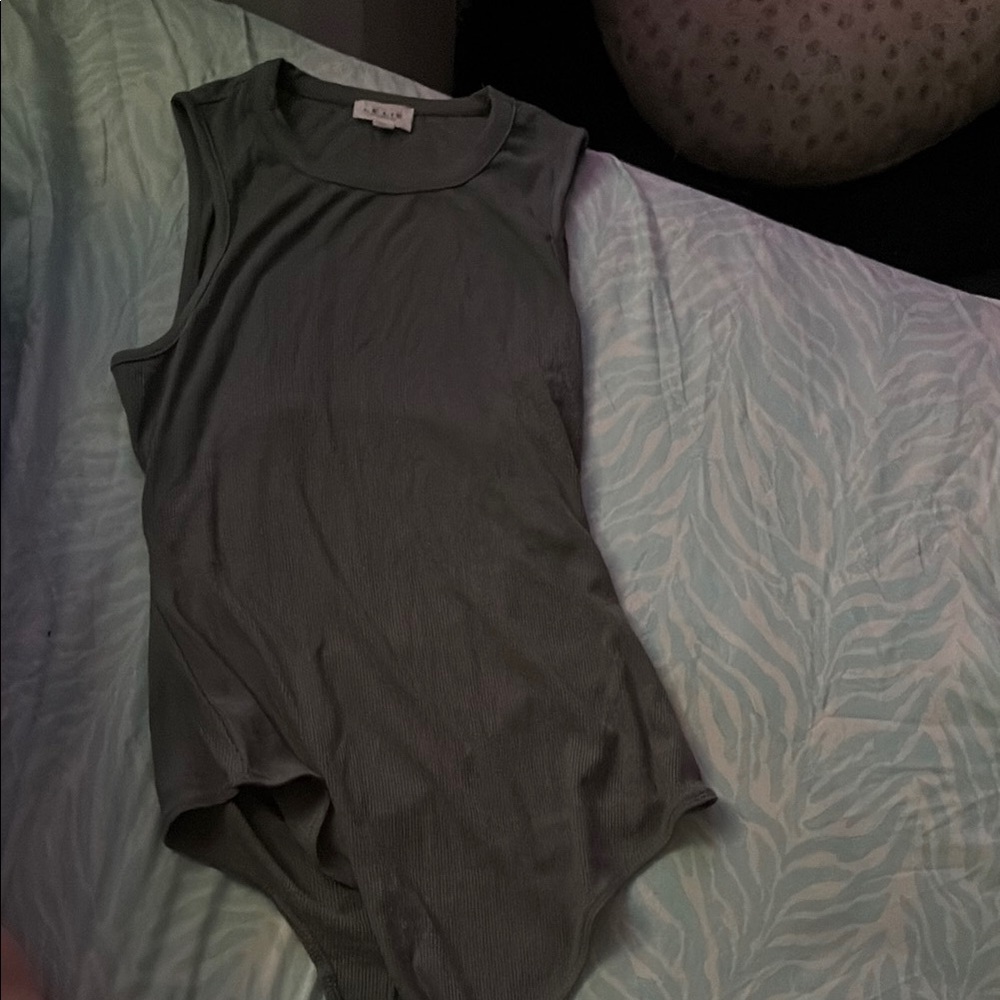 Le Lis Gray Fitted Sleeveless Bodysuit